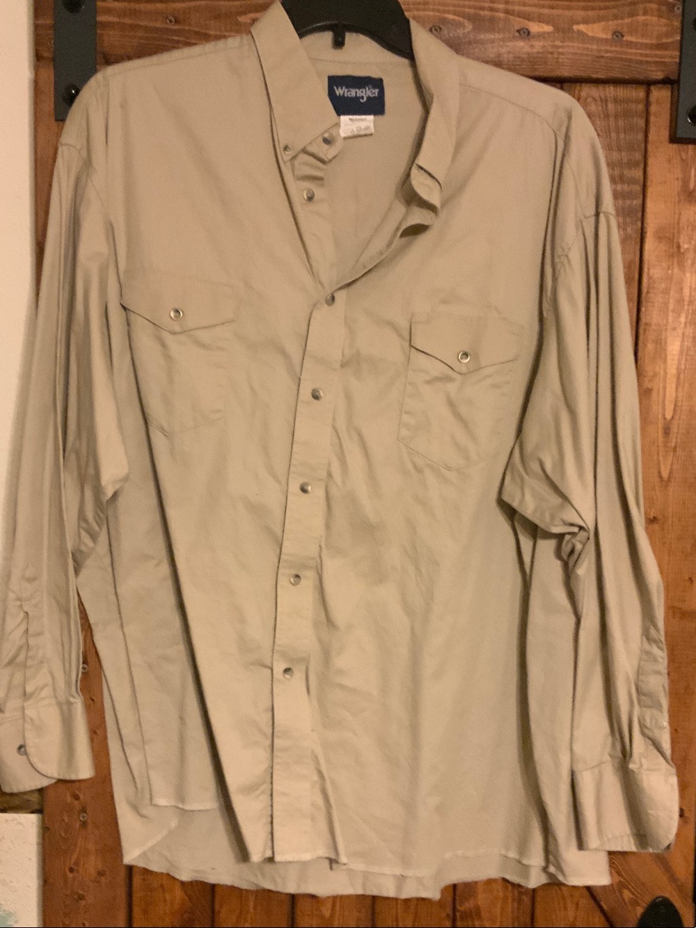 Wrangler Men’s Button-Down Shirt in Light Tan